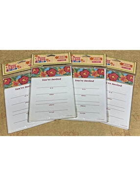 Hawaiian Flower Hibiscus Luau Tiki Lei Tropical Party Invitations 4 Sets of 10